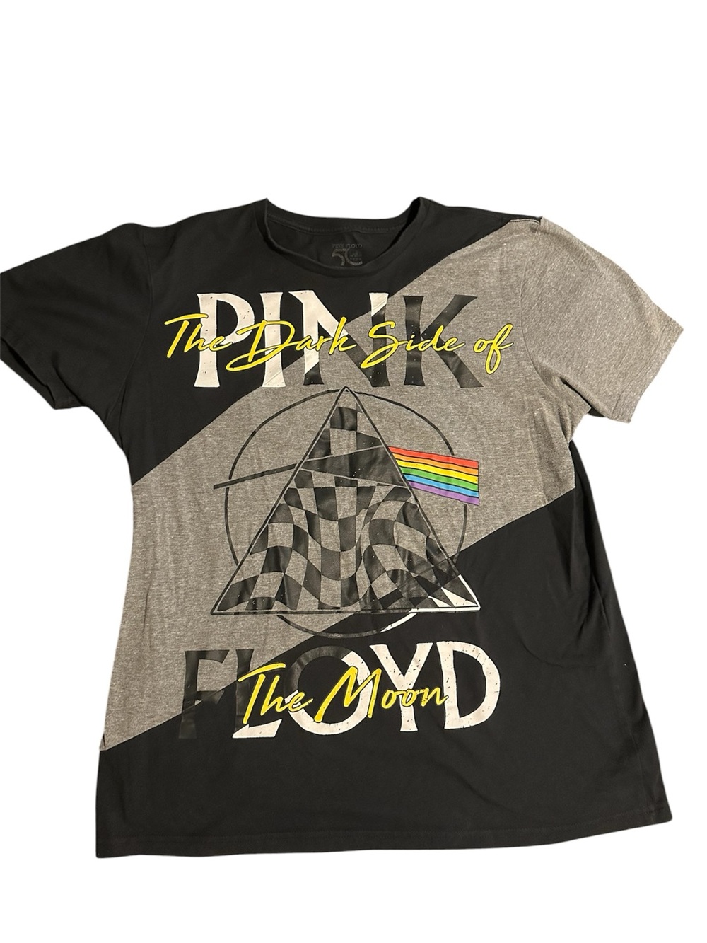 Pink Floyd Short Sleeve Graphic Tee - Black, Gray, Yellow & Rainbow Accent